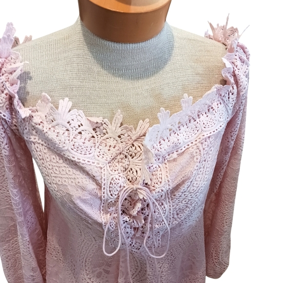 Double Crazy Womens Dress Fit & Flare Cotton Candy Pink Lace XL Spring - Picture 3 of 6